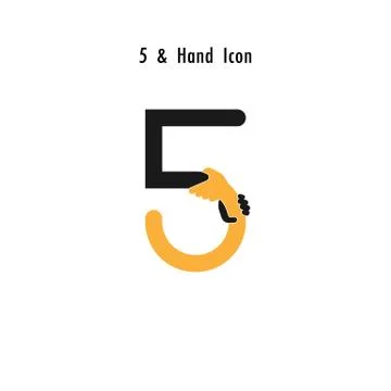 Creative 5- Number icon abstract and hands icon design vector template.Busine Stock Illustration
