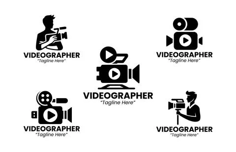 Creative 5 Videographer Logo Set for Media, Film, and Production Branding B.. Stock Illustration