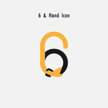 Creative 6- Number icon abstract and hands icon design vector template.Busine Stock Illustration