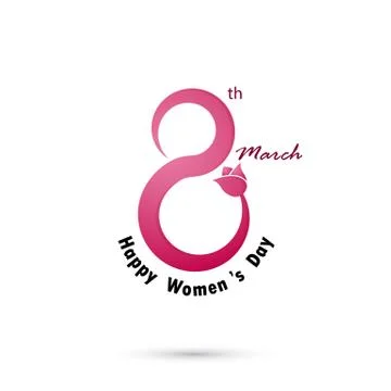 Creative 8 March logo vector design with international women's day icon.Wom.. Illustrazione stock