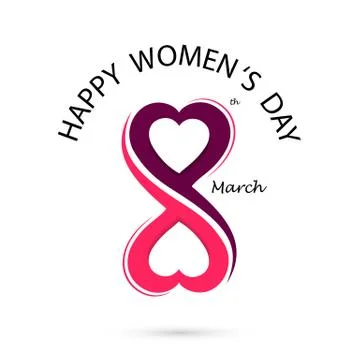 Creative 8 March logo vector design with international women's day icon.Wom.. Stock Illustration