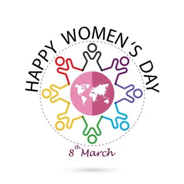 Creative 8 March logo vector design with international women's day icon.Wom.. Stock Illustration
