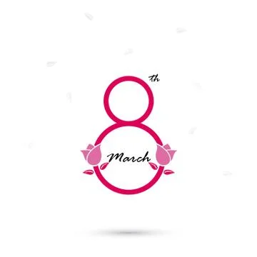 Creative 8 March logo vector design with international women's day icon.Wom.. Stock Illustration