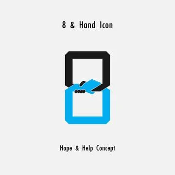Creative 8- Number icon abstract and hands icon design vector template.Busine Stock Illustration