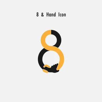 Creative 8- Number icon abstract and hands icon design vector template.Busine Stock Illustration