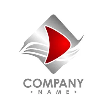 Creative abstract 3d media play button vector logo design template element Stock Illustration