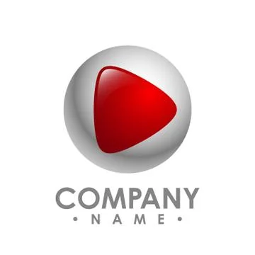 Creative abstract 3d media play button vector logo design template element Stock Illustration