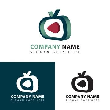 Creative abstract 3D media television logo Stock Illustration