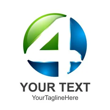 Creative abstract 3D number four vector logo design template element. Colored Illustrazione stock