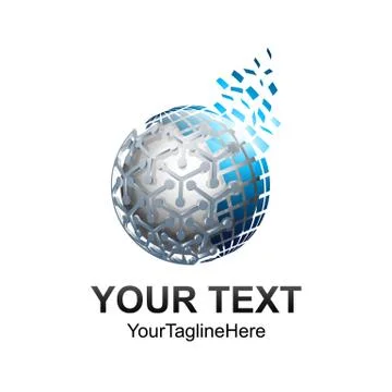 Creative abstract 3d pixel sphere vector logo design template element. Colore Stock Illustration