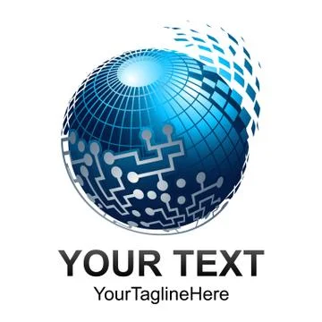 Creative abstract 3d pixel sphere vector logo design template element. Colore Stock Illustration