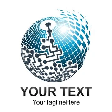 Creative abstract 3d pixel sphere vector logo design template element. Colore Stock Illustration