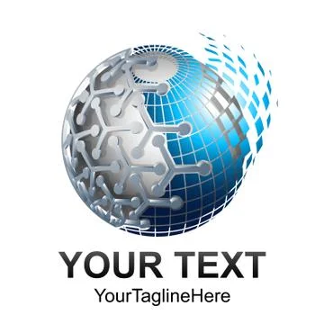 Creative abstract 3d pixel sphere vector logo design template element. Colore Stock Illustration