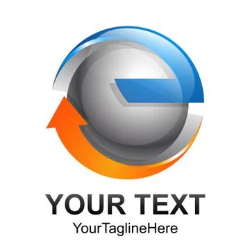 Creative abstract 3d sphere arrow up vector logo design template element. Col Ilustración de archivo