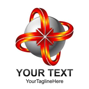 Creative abstract 3d sphere arrow vector logo design template element. Colore Ilustración de archivo