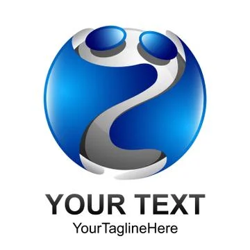 Creative abstract 3d sphere human vector logo design template element. Colore Ilustración de archivo