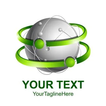 Creative abstract 3d sphere orbits vector logo design template element. Color Stock Illustration