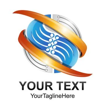 Creative abstract 3d sphere swoosh tech vector logo design template element.  Stock Illustration