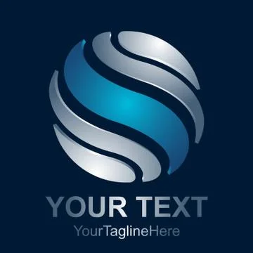 Creative abstract 3d sphere vector logo design template element. Colored silv Illustrazione stock