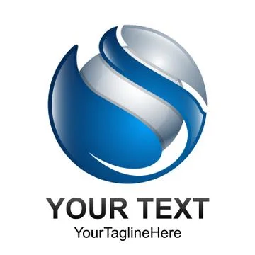 Creative abstract 3d sphere vector logo design template element. Colored silv Ilustración de archivo