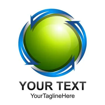 Creative abstract 3d sphere vector logo design template element. Colored blue Stock Illustration