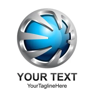 Creative abstract 3d sphere vector logo design template element. Colored silv Ilustración de archivo