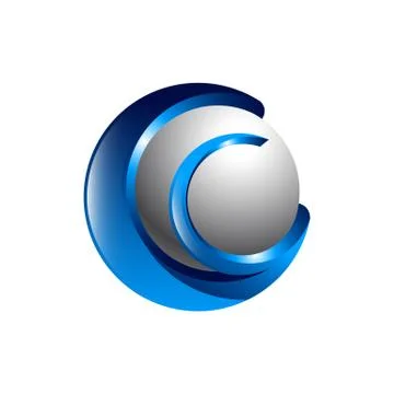 Creative abstract 3d sphere vector logo design template element. Colored silv Ilustración de archivo