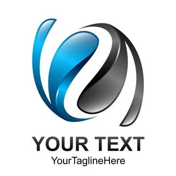 Creative abstract 3d swoosh vector logo design template element. Colored blac Stock Illustration