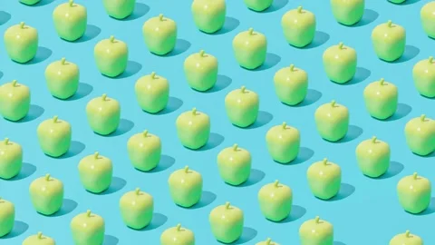 Creative abstract apple pattern flat lay on pastel blue background minimalism Stockbeeldmateriaal 331715103