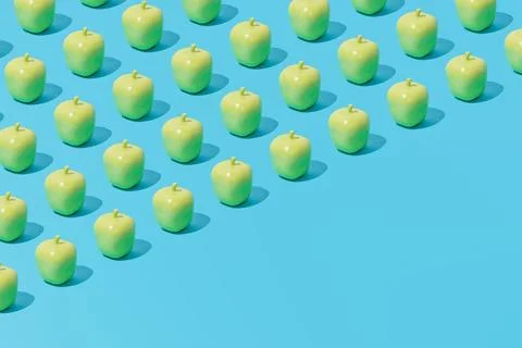 Creative abstract apple pattern flat lay on pastel blue background copy space Foto stock
