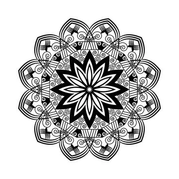 Creative abstract art style hand drawn black and white colors mandala Stock Illustration