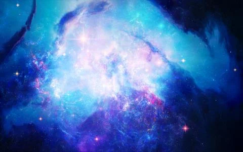 Creative Abstract Artistic Multicolored Bright Nebula Galaxy Background Stock Illustration