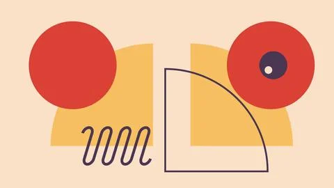 Creative Abstract Artwork with Circles and Curved Stock Illustration