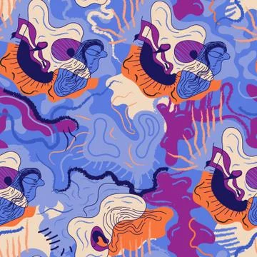 Creative abstract backdrop with unique hand drawn pattern. Psychedelic artwork 스톡 일러스트