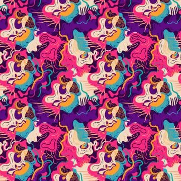 Creative abstract backdrop with unique hand drawn pattern. Psychedelic artwork Illustrazione stock