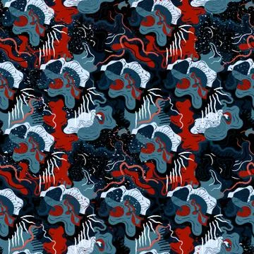 Creative abstract backdrop with unique hand drawn pattern. Psychedelic artwork Stock Illustration