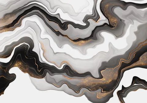 Creative abstract background, wallpaper. Black and white with gold background Stock Illustration