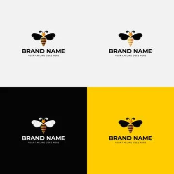 Creative abstract bee honey logo design vector concept template illustration  Stock Illustration