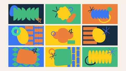 Creative Abstract Block Layout Background Set Illustrazione stock