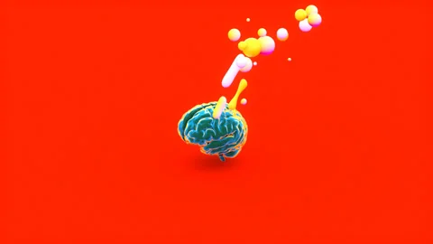 Creative abstract brain exploding with paint art Stock Footage 148320471