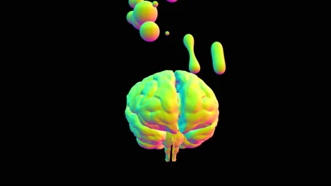 Creative abstract brain exploding with paint art Stock Footage 148320603