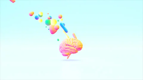 Creative abstract brain exploding with paint art Stock Footage 148513876