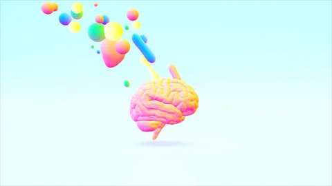 Creative abstract brain exploding with paint art Video stock 148513882