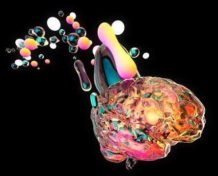 Creative abstract brain exploding with paint art Stock Illustration