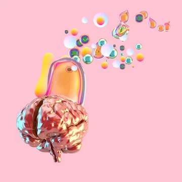 Creative abstract brain exploding with paint art 스톡 일러스트