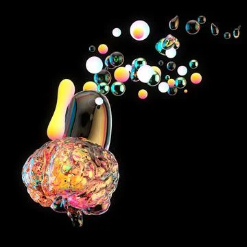 Creative abstract brain exploding with paint art Stock Illustration