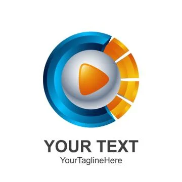 Creative abstract Circle 3d media play button vector logo design template ele Stock Illustration