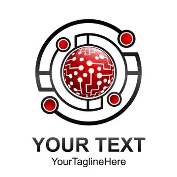 Creative abstract circle geomtric technology vector logo design template elem Illustrazione stock