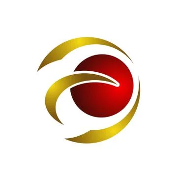 Creative abstract circle swoosh vector design template element. Colored red g Stock Illustration