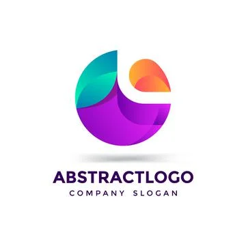 Creative abstract colorful modern circle logo with green leaf round symbol Stock Illustration
